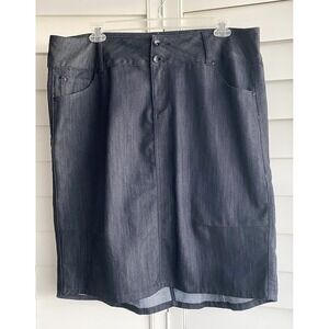 Venezia Skirt Plus Sz‎ 20 Denim Dark Wash Jean Back Slit Western Cowgirl Stretch